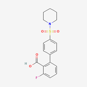 molecular formula C18H18FNO4S B6413318 6-Fluoro-2-[4-(piperidin-1-ylsulfonyl)phenyl]benzoic acid, 95% CAS No. 1261917-27-4