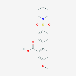 molecular formula C19H21NO5S B6413322 5-Methoxy-2-[4-(piperidin-1-ylsulfonyl)phenyl]benzoic acid, 95% CAS No. 1261937-53-4