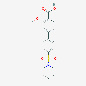 molecular formula C19H21NO5S B6413338 2-Methoxy-4-[4-(piperidin-1-ylsulfonyl)phenyl]benzoic acid, 95% CAS No. 1261961-22-1