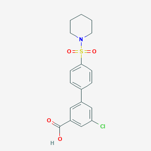molecular formula C18H18ClNO4S B6413346 5-Chloro-3-[4-(piperidin-1-ylsulfonyl)phenyl]benzoic acid, 95% CAS No. 1261990-75-3