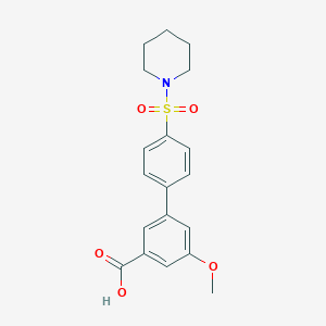 molecular formula C19H21NO5S B6413353 5-Methoxy-3-[4-(piperidin-1-ylsulfonyl)phenyl]benzoic acid, 95% CAS No. 1261937-57-8