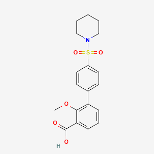 molecular formula C19H21NO5S B6413360 2-Methoxy-3-[4-(piperidin-1-ylsulfonyl)phenyl]benzoic acid, 95% CAS No. 1261917-29-6