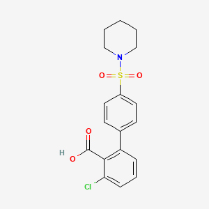 molecular formula C18H18ClNO4S B6413370 6-Chloro-2-[4-(piperidin-1-ylsulfonyl)phenyl]benzoic acid, 95% CAS No. 1261899-82-4