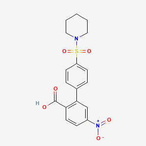 molecular formula C18H18N2O6S B6413389 4-Nitro-2-[4-(piperidin-1-ylsulfonyl)phenyl]benzoic acid, 95% CAS No. 1261894-67-0