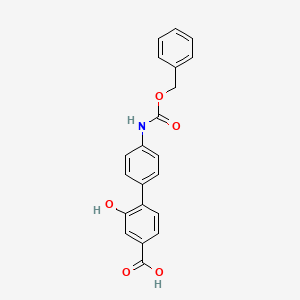 molecular formula C21H17NO5 B6413399 4-(4-Cbz-Aminopheny)-3-hydroxybenzoic acid, 95% CAS No. 1261917-34-3
