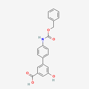 molecular formula C21H17NO5 B6413407 3-(4-Cbz-Aminopheny)-5-hydroxybenzoic acid, 95% CAS No. 1261909-85-6