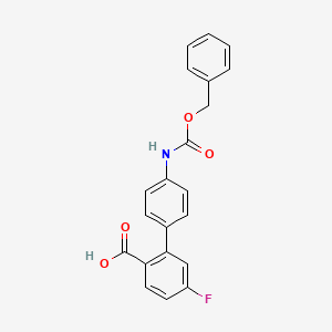 molecular formula C21H16FNO4 B6413414 2-(4-Cbz-Aminopheny)-4-fluorobenzoic acid, 95% CAS No. 1261957-51-0