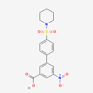 molecular formula C18H18N2O6S B6413428 5-Nitro-3-[4-(piperidin-1-ylsulfonyl)phenyl]benzoic acid, 95% CAS No. 1261957-44-1