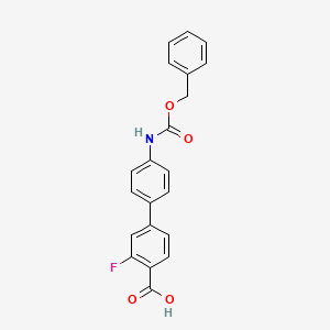 molecular formula C21H16FNO4 B6413446 4-(4-Cbz-Aminopheny)-2-fluorobenzoic acid, 95% CAS No. 1261907-79-2