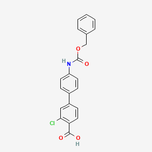 molecular formula C21H16ClNO4 B6413467 4-(4-Cbz-Aminopheny)-2-chlorobenzoic acid, 95% CAS No. 1261941-95-0