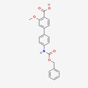 molecular formula C22H19NO5 B6413469 4-(4-Cbz-Aminopheny)-2-methoxybenzoic acid, 95% CAS No. 1261961-34-5