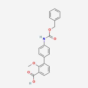 molecular formula C22H19NO5 B6413477 3-(4-Cbz-Aminopheny)-2-methoxybenzoic acid, 95% CAS No. 1261961-29-8