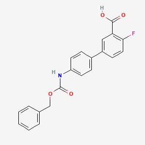 molecular formula C21H16FNO4 B6413507 5-(4-Cbz-Aminopheny)-2-fluorobenzoic acid, 95% CAS No. 1261990-86-6