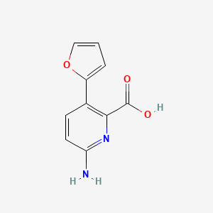 molecular formula C10H8N2O3 B6413519 6-Amino-3-(furan-2-yl)picolinic acid, 95% CAS No. 1261942-44-2