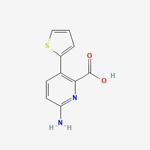 molecular formula C10H8N2O2S B6413526 6-Amino-3-(thiophen-2-yl)picolinic acid, 95% CAS No. 1262008-85-4