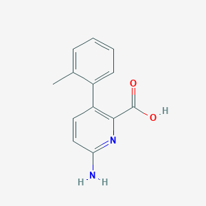 molecular formula C13H12N2O2 B6413530 6-Amino-3-(2-methylphenyl)picolinic acid, 95% CAS No. 1262009-00-6