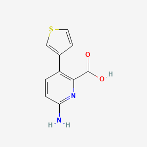 molecular formula C10H8N2O2S B6413542 6-Amino-3-(thiophen-3-yl)picolinic acid, 95% CAS No. 1261982-30-2