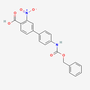 molecular formula C21H16N2O6 B6413552 4-(4-Cbz-Aminopheny)-2-nitrobenzoic acid, 95% CAS No. 1261942-33-9