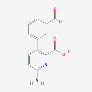 molecular formula C13H10N2O3 B6413624 6-Amino-3-(3-formylphenyl)picolinic acid, 95% CAS No. 1261998-08-6