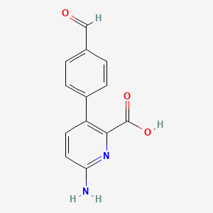 molecular formula C13H10N2O3 B6413645 6-Amino-3-(4-formylphenyl)picolinic acid, 95% CAS No. 1261900-12-2