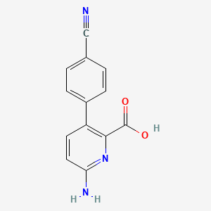 molecular formula C13H9N3O2 B6413667 6-Amino-3-(4-cyanophenyl)picolinic acid, 95% CAS No. 1258610-57-9