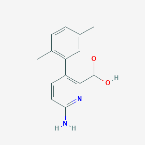 molecular formula C14H14N2O2 B6413671 6-Amino-3-(2,5-dimethylphenyl)picolinic acid, 95% CAS No. 1262011-34-6