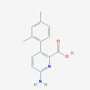 molecular formula C14H14N2O2 B6413688 6-Amino-3-(2,4-dimethylphenyl)picolinic acid, 95% CAS No. 1261961-73-2