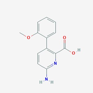 molecular formula C13H12N2O3 B6413771 6-Amino-3-(2-methoxyphenyl)picolinic acid, 95% CAS No. 1261991-37-0