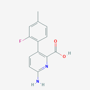 molecular formula C13H11FN2O2 B6413798 6-Amino-3-(2-fluoro-4-methylphenyl)picolinic acid, 95% CAS No. 1261983-29-2