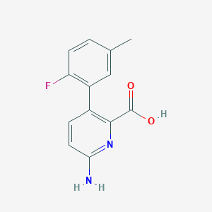molecular formula C13H11FN2O2 B6413809 6-Amino-3-(2-fluoro-5-methylphenyl)picolinic acid, 95% CAS No. 1261983-36-1