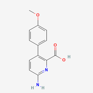 molecular formula C13H12N2O3 B6413832 6-Amino-3-(4-methoxyphenyl)picolinic acid, 95% CAS No. 1258622-48-8