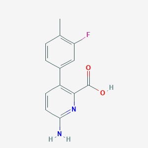 molecular formula C13H11FN2O2 B6413855 6-Amino-3-(3-fluoro-4-methylphenyl)picolinic acid, 95% CAS No. 1261900-44-0
