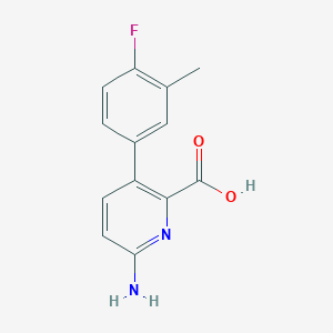 molecular formula C13H11FN2O2 B6413900 6-Amino-3-(4-fluoro-3-methylphenyl)picolinic acid, 95% CAS No. 1261991-41-6