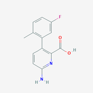 molecular formula C13H11FN2O2 B6413906 6-Amino-3-(5-fluoro-2-methylphenyl)picolinic acid, 95% CAS No. 1261917-71-8