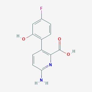 molecular formula C12H9FN2O3 B6413911 6-Amino-3-(4-fluoro-2-hydroxyphenyl)picolinic acid, 95% CAS No. 1261911-56-1
