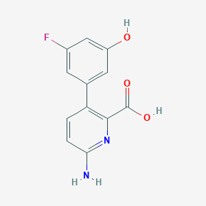 molecular formula C12H9FN2O3 B6413918 6-Amino-3-(3-fluoro-5-hydroxyphenyl)picolinic acid, 95% CAS No. 1261917-78-5