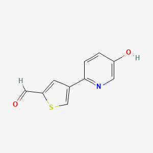 molecular formula C10H7NO2S B6413935 2-(2-Formylthiophen-4-yl)-5-hydroxypyridine, 95% CAS No. 1261911-84-5