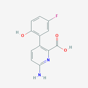 molecular formula C12H9FN2O3 B6413948 6-Amino-3-(5-fluoro-2-hydroxyphenyl)picolinic acid, 95% CAS No. 1261958-28-4
