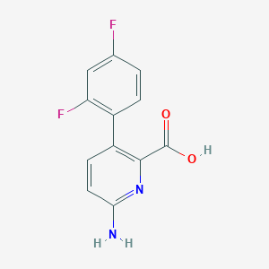 molecular formula C12H8F2N2O2 B6414006 6-Amino-3-(2,4-difluorophenyl)picolinic acid, 95% CAS No. 1258613-84-1