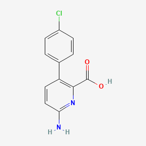 molecular formula C12H9ClN2O2 B6414031 6-Amino-3-(4-chlorophenyl)picolinic acid, 95% CAS No. 1258618-13-1