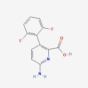 molecular formula C12H8F2N2O2 B6414050 6-Amino-3-(2,6-difluorophenyl)picolinic acid, 95% CAS No. 1262009-60-8