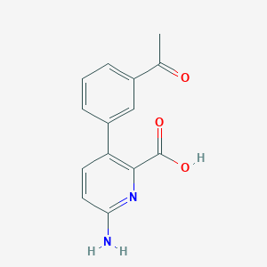 molecular formula C14H12N2O3 B6414111 3-(3-Acetylphenyl)-6-aminopicolinic acid, 95% CAS No. 1262009-66-4