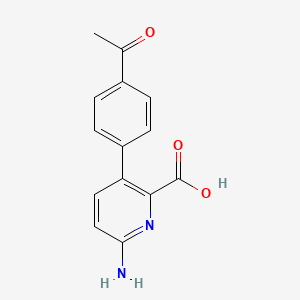 molecular formula C14H12N2O3 B6414132 3-(4-Acetylphenyl)-6-aminopicolinic acid, 95% CAS No. 1262011-40-4