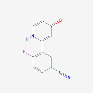 molecular formula C12H7FN2O B6414157 2-(5-Cyano-2-fluorophenyl)-4-hydroxypyridine, 95% CAS No. 1261912-10-0