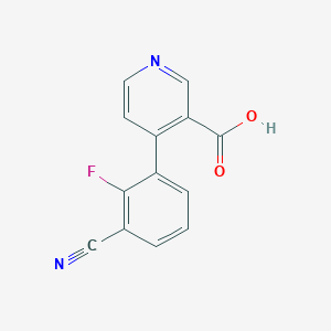 molecular formula C13H7FN2O2 B6414173 4-(3-Cyano-2-fluorophenyl)nicotinic acid, 95% CAS No. 1261962-10-0