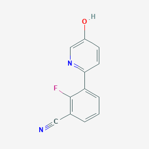 molecular formula C12H7FN2O B6414180 2-(3-Cyano-2-fluorophenyl)-5-hydroxypyridine, 95% CAS No. 1261908-31-9