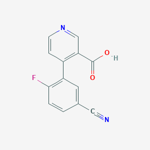 molecular formula C13H7FN2O2 B6414183 4-(5-Cyano-2-fluorophenyl)nicotinic acid, 95% CAS No. 1261937-24-9