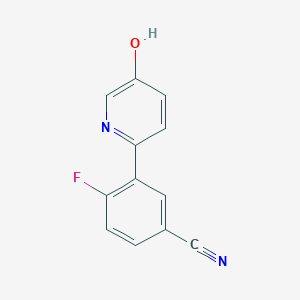 molecular formula C12H7FN2O B6414239 2-(5-Cyano-2-fluorophenyl)-5-hydroxypyridine, 95% CAS No. 1261937-08-9