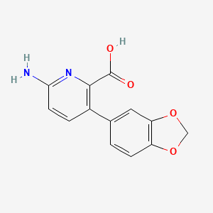molecular formula C13H10N2O4 B6414242 6-Amino-3-(3,4-methylenedioxyphenyl)picolinic acid, 95% CAS No. 1258633-20-3