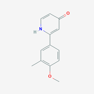 molecular formula C13H13NO2 B6414337 4-Hydroxy-2-(4-methoxy-3-methylphenyl)pyridine, 95% CAS No. 1261937-69-2
